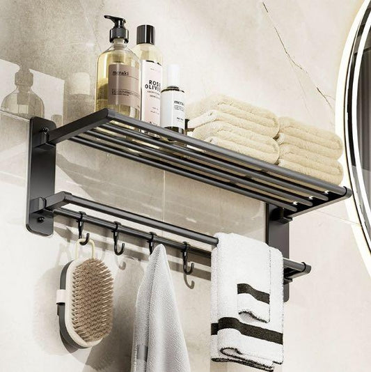 Wall-Mounted Bathroom Towel Rack with Shelf
