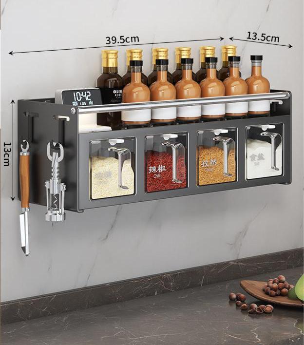 Wall-Mounted Multi-functional Spice & Bottle Organizer