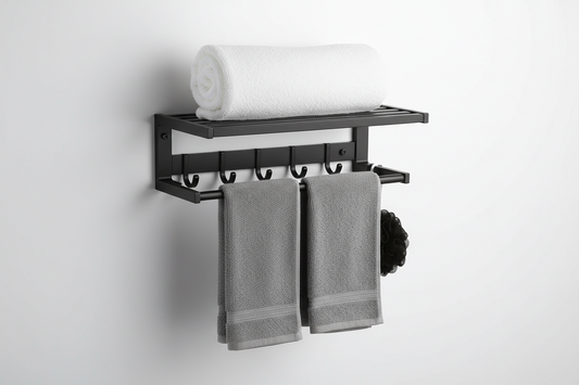 Wall-Mounted Bathroom Towel Rack with Shelf